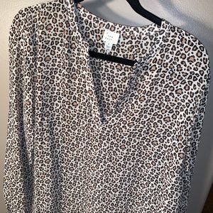 Animal print long sleeve blouse